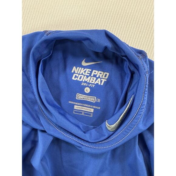 Nike Pro Combat Dri-Fit Compression Mock Neck Shirt Mens Large Blue - Picture 2 of 6